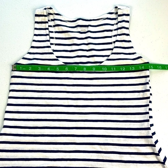 Eileen Fisher Scoop Neck Stripe Tank Sleeveless Tee Shirt Blue/White Nautical L - Picture 7 of 9